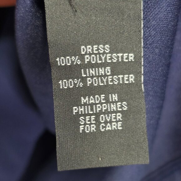 Womens Iz Byer Navy Sleeveless Dress Lined Striped Belt 100% Polyester Size L - Picture 7 of 11